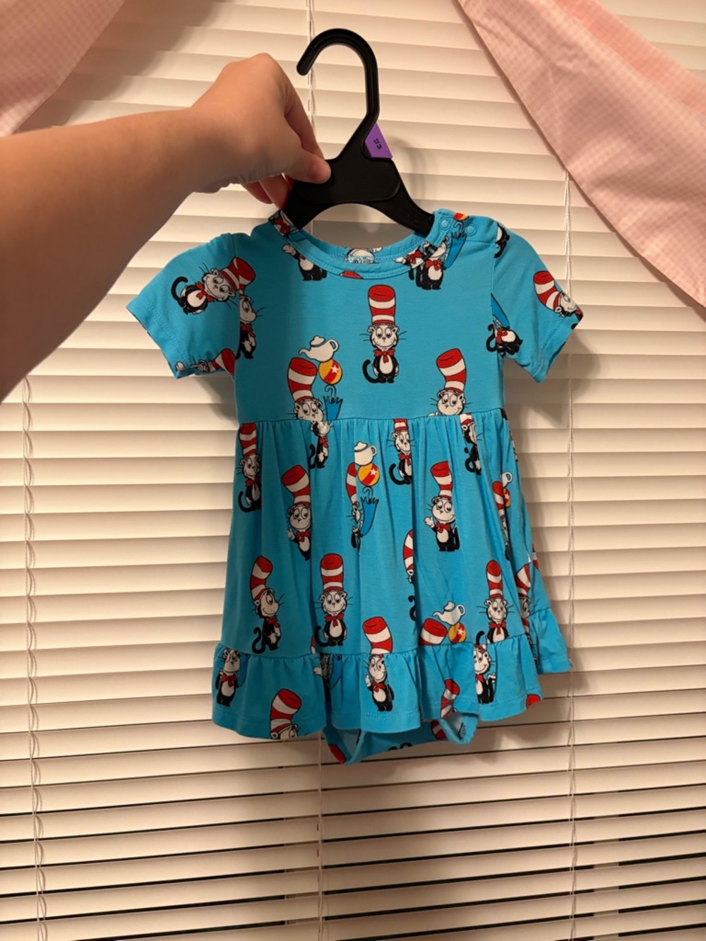Posh peanut Dr. Seuss Blue Cat in the hat bodysuit twirl dress 6-12months